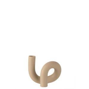 Candle Holder Torsion 1 Candle Ceramic Beige