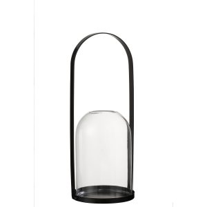 Hurricane Half Round Metal/Glass Black Large