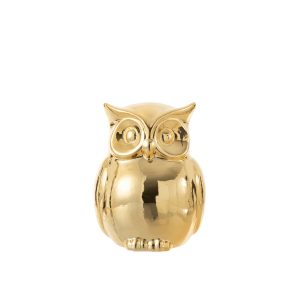 Figure Owl Porcelain Gold Large